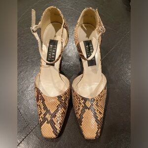 Stuart Weitzman Closed Toe Snake Skin Heels